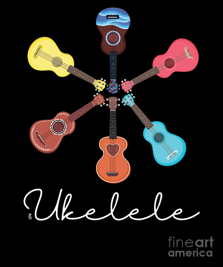 Cute Ukelele Instrument Art For Digital Art by Thomas Larch - Pixels