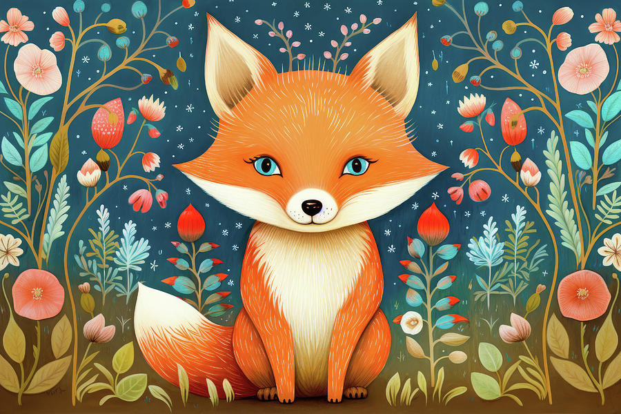 Cute Whimsical Animals 01 Fox Digital Art by Matthias Hauser