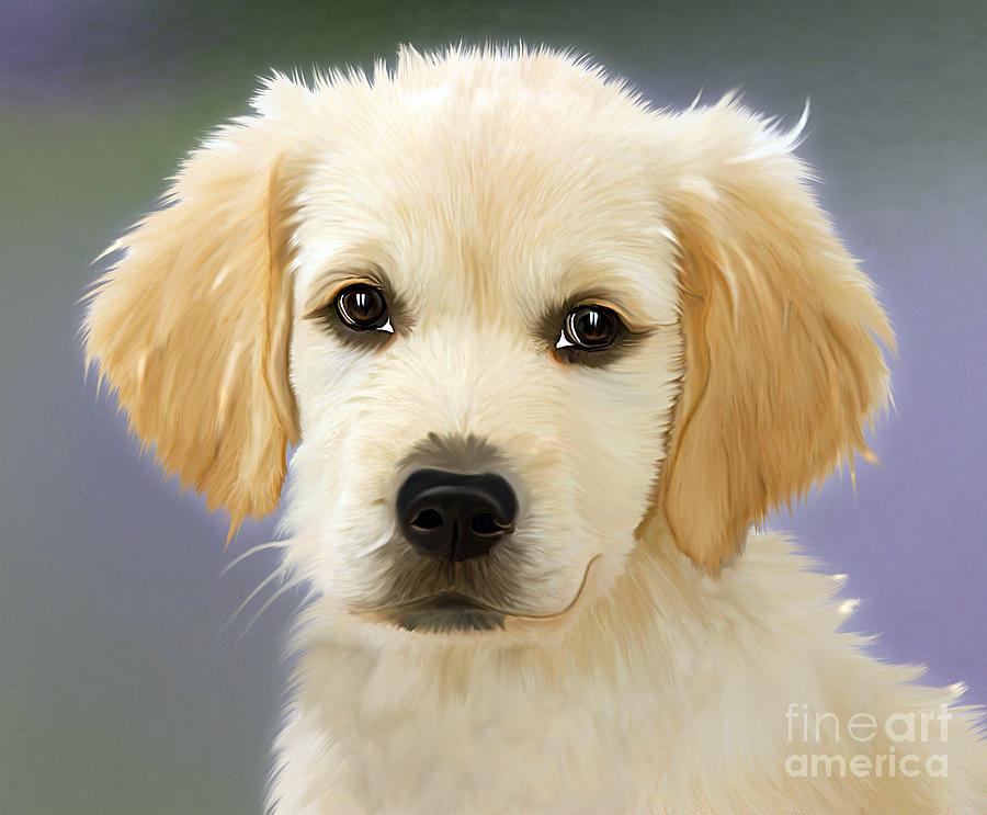 Cute White Puppy Dog Painting Painting by Mohomed - Fine Art America