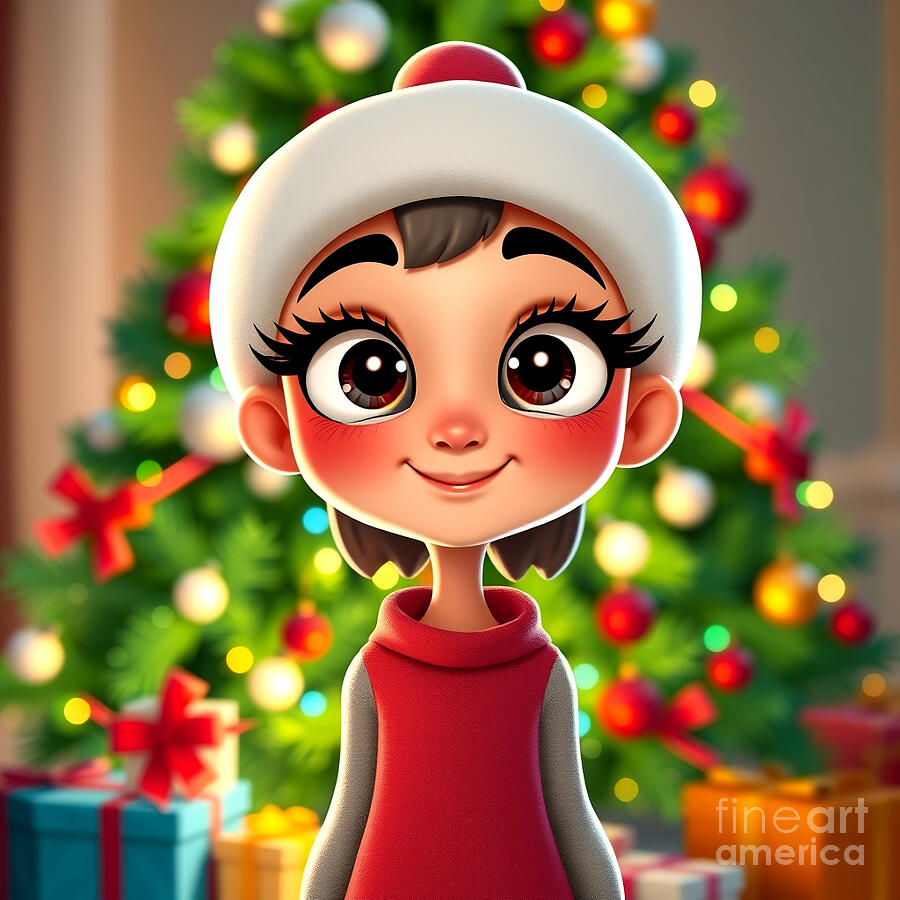 Cute Wide Eyed Little Girl Wearing a Santa Hat Digital Art by Steve JMItchell Cute Wide Eyed Little Girl Wearing a Santa Hat Digital Art by Steve JMItchell