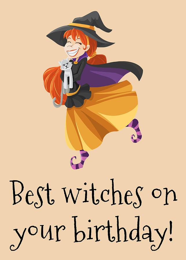 Cute Witch Birthday Card - Witch Greeting Card - Pagan Birthday Card ...