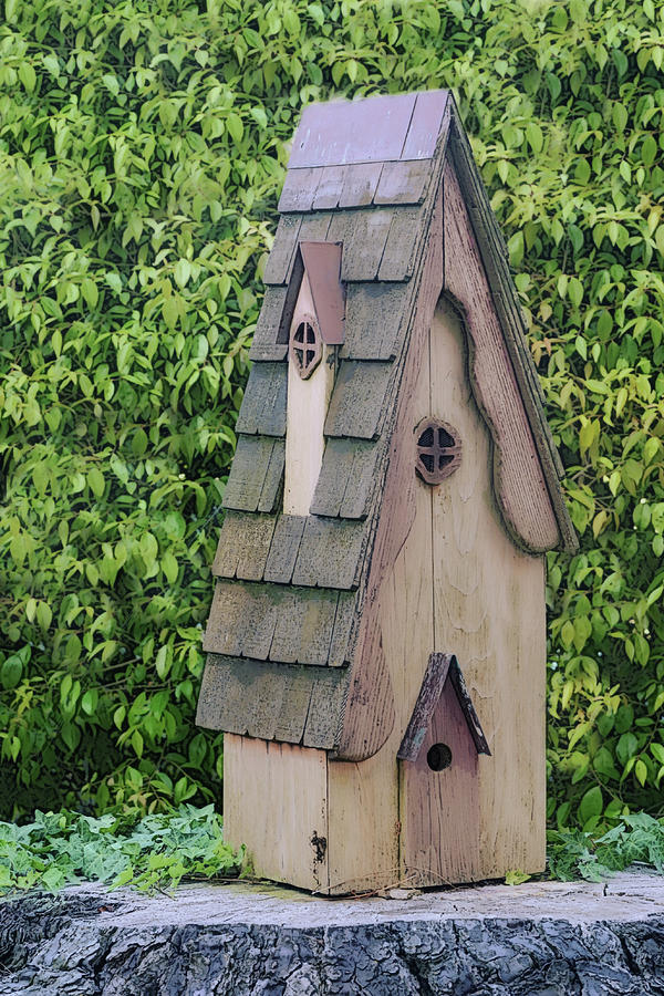 Cute Wooden Birdhouse Windows Digital Art by Gaby Ethington