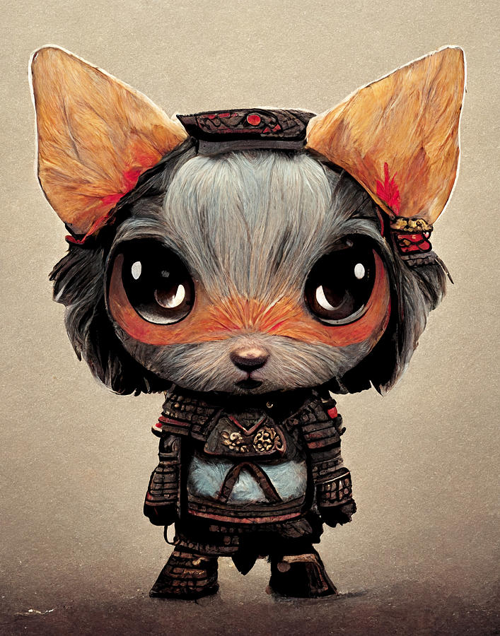 Cutest Chibi Warrior Animal Wearing An Outfit Digital Art by Ngoc Tuan ...