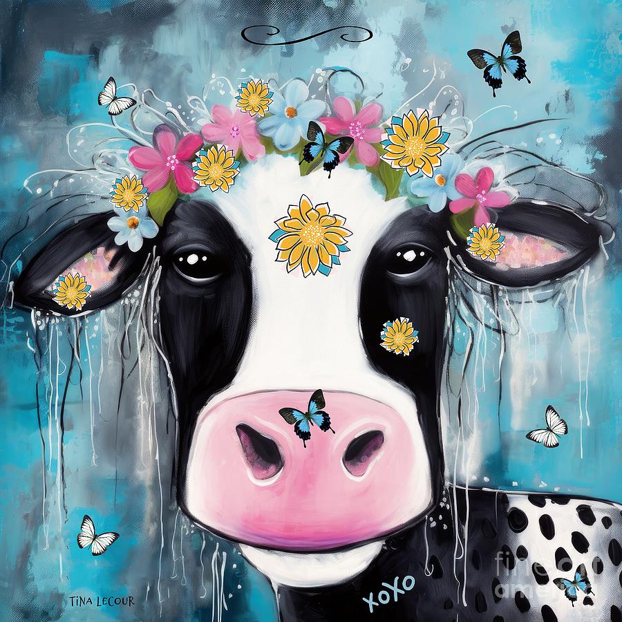 Cow Painting - Cutie Pie Clarice by Tina LeCour