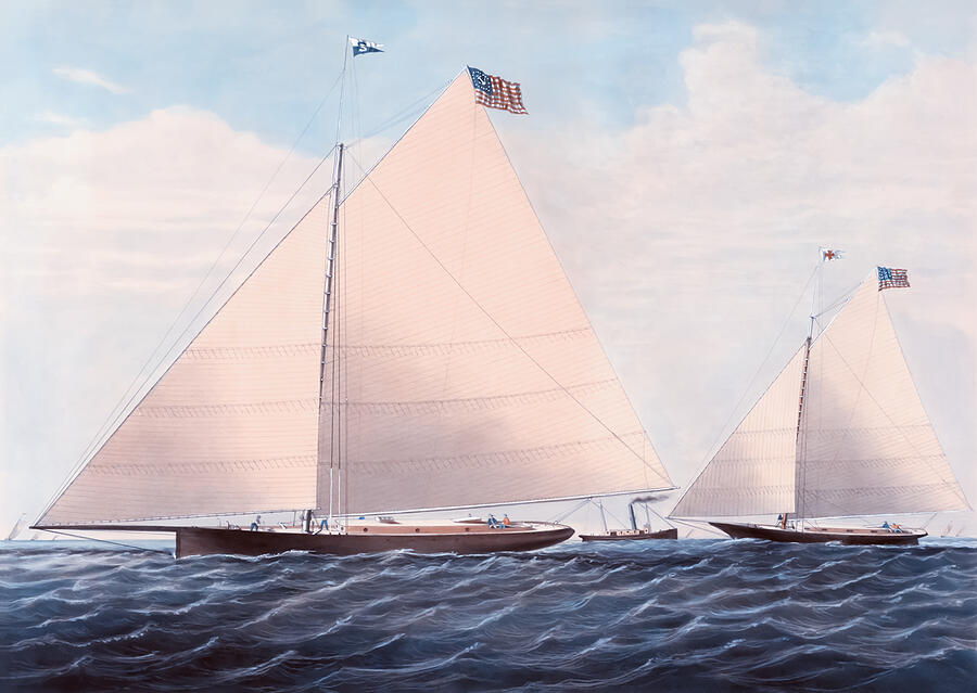 Vintage Painting - Cutter Yacht Scud of Philadelphia by Robert L Stevens by The Luxury Art Collection