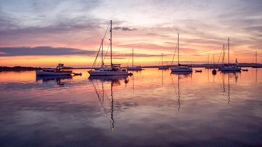 Cuttyhunk Harbor at Sunset Photograph by Nautical Chartworks
