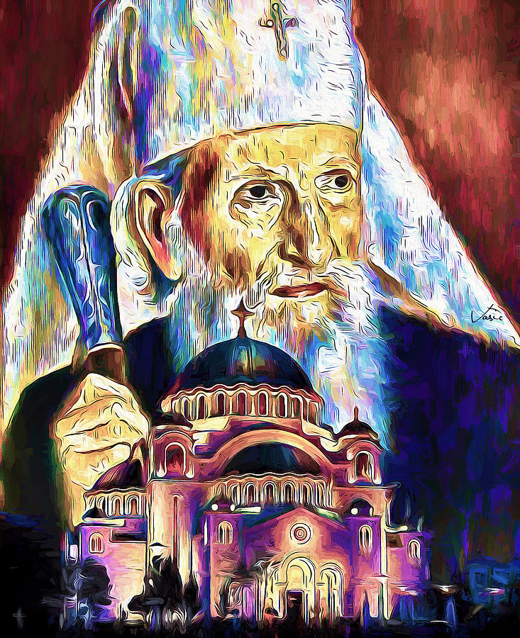 Cuvari pravoslavlja - Patrijarh Pavle Painting by Nenad Vasic