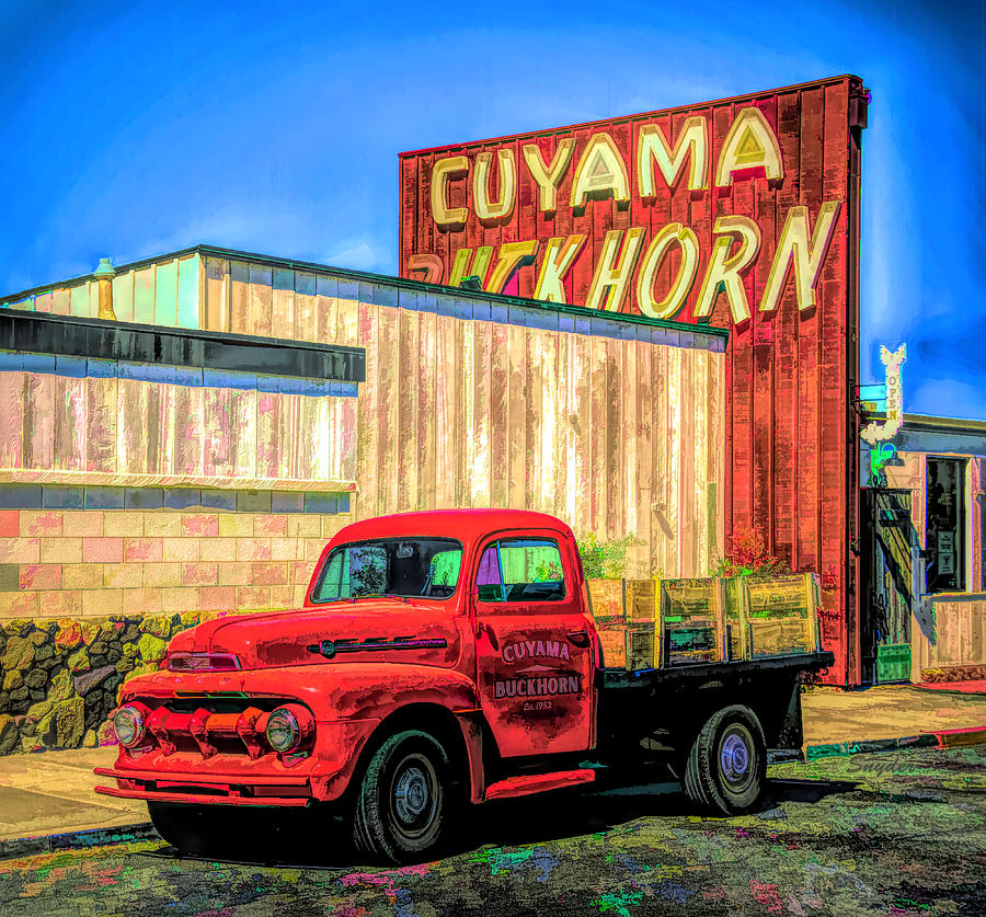 Cuyama Buckhorn Red Truck Watercolor Photograph by Floyd Snyder