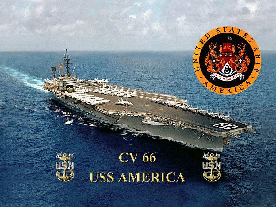CV-66 USS America  Digital Art by Mil Merchant