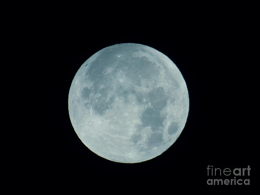 Cyan Full Moon Photograph by D Hackett