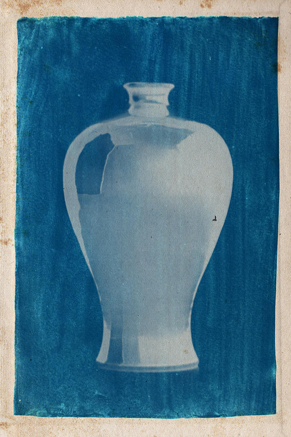 Cyanotype Photo of A COPPER-RED GLAZED MEIPING Photograph by Celestial Images