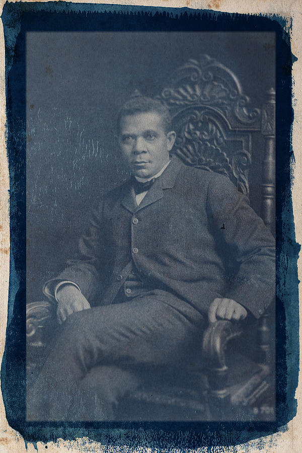 Cyanotype Photo of  Portrait of Booker T. Washington ca 1902 Painting by Celestial Images