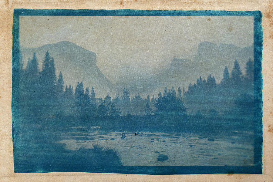Cyanotype Photo of  Yosemite Valley, United States 2 Photograph by Celestial Images