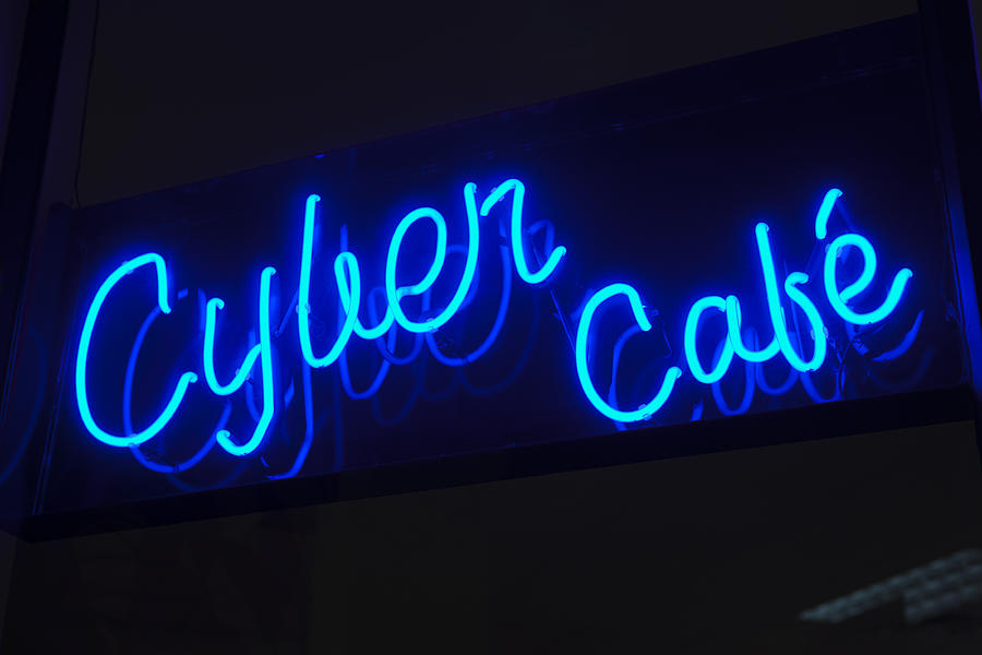 Cyber cafe sign Photograph by RapidEye