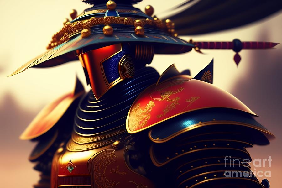 Cyber Samurai Artwork - A Fusion of Tradition and Technology Digital Art by Artvizual Premium
