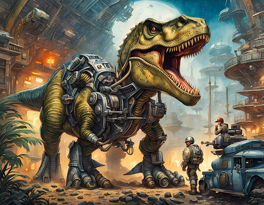 Cyber T-Rex Digital Art by Greg Joens