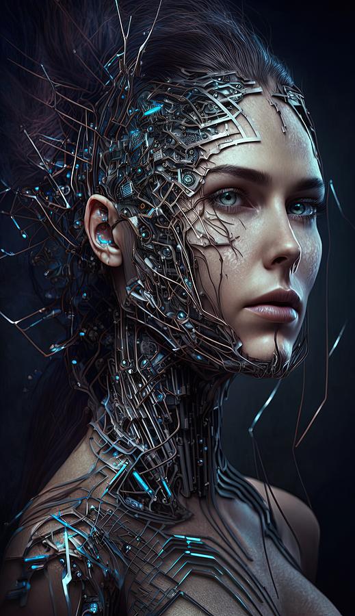 Cybernetic Android Woman Digital Art by Damien Adam - Pixels