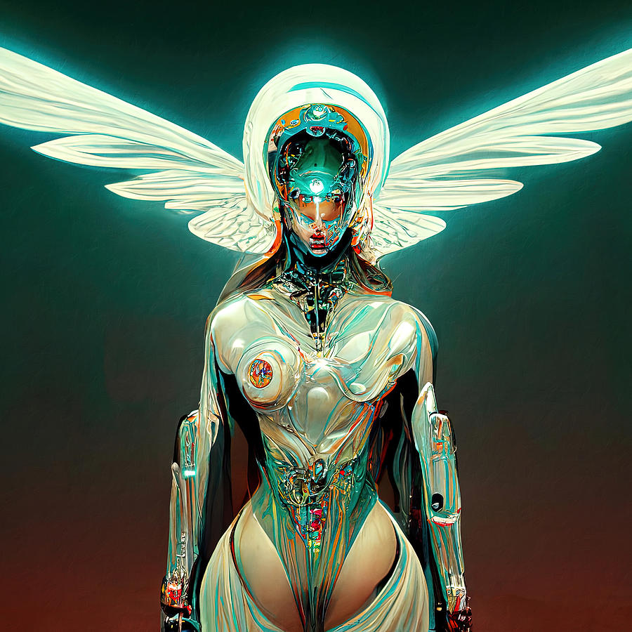 Cybernetic Angel, 03 Painting by AM FineArtPrints