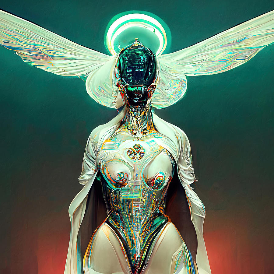 Cybernetic Angel, 04 Painting by AM FineArtPrints