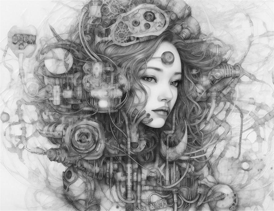 Cybernetic Girl With A Trustworthy Face Digital Art By Jim Brey Fine