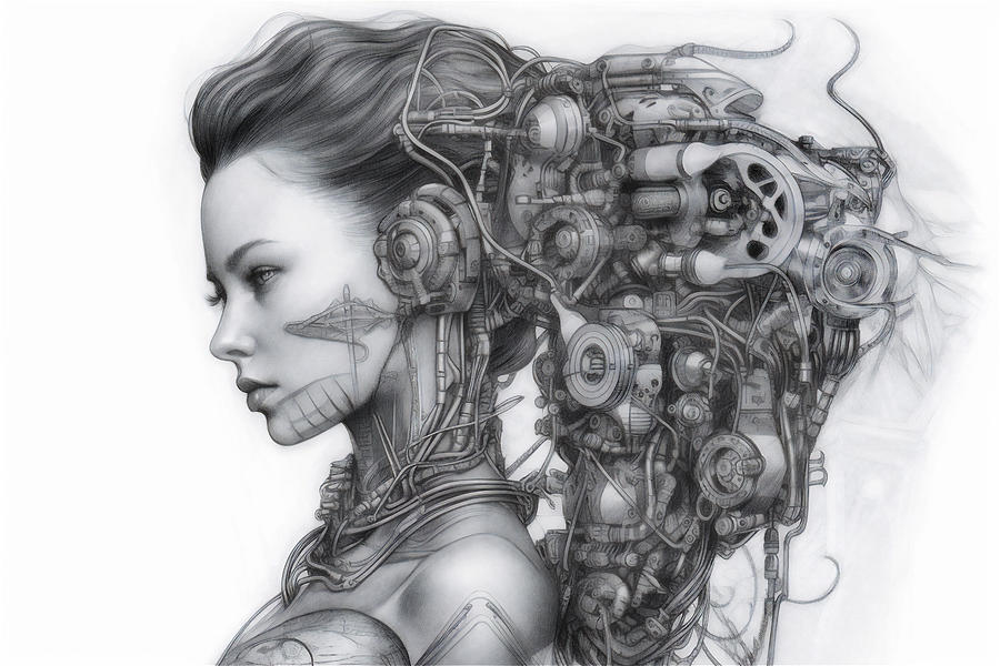 Cybernetic Woman With Borrowed Parts Digital Art By Jim Brey Fine Art