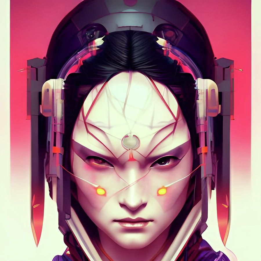 Cyberpunk Alien Samurai Woman Digital Art By Alessandro Della Torre