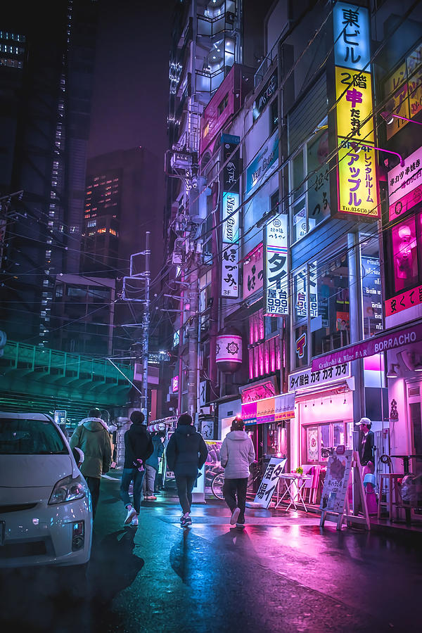 Cyberpunk Anime Aesthetic in Tokyo Japan Poster Painting by Summer ...