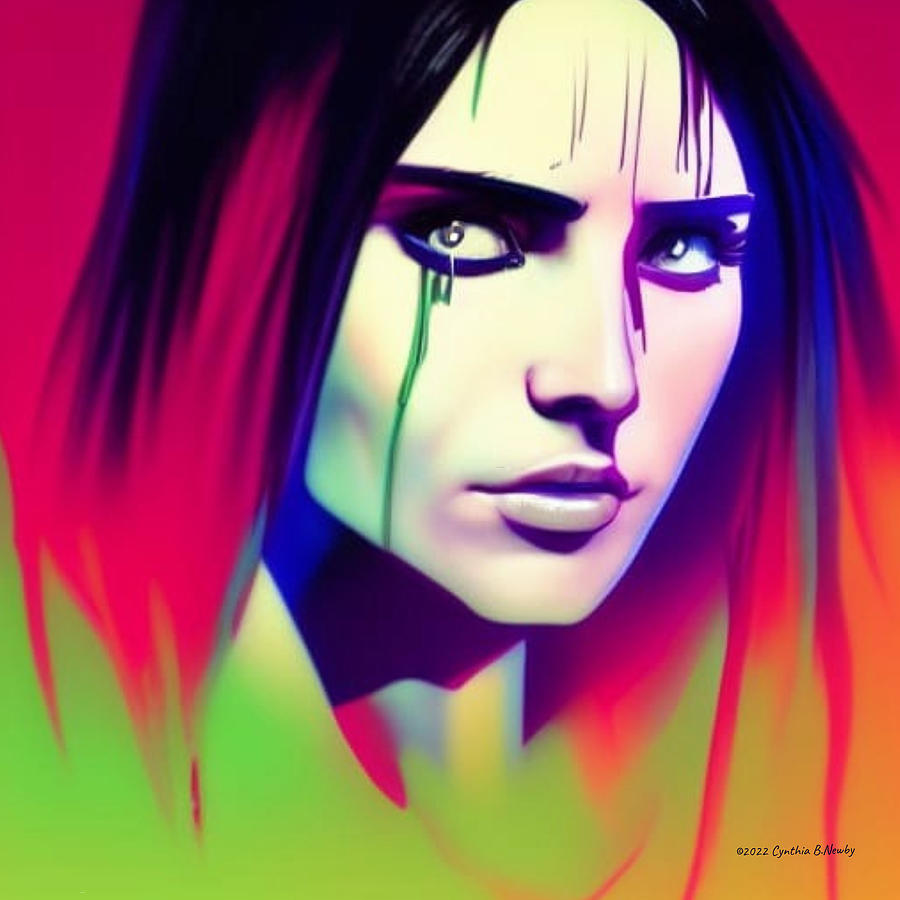 CyberPunk Crying Woman Digital Art by Cindys Creative Corner
