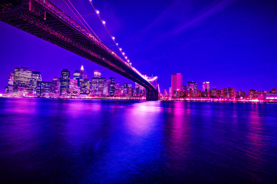 CyberPunk Neon, Cityscape - skyline - Urban - brooklyn bridge ...