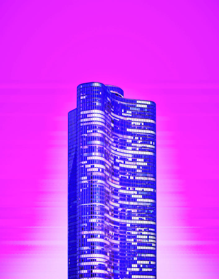 Cyberpunk Neon, Cityscape - Skyline - Urban -  Chicago Skyline, Illinois, Usa - 47 Digital Art