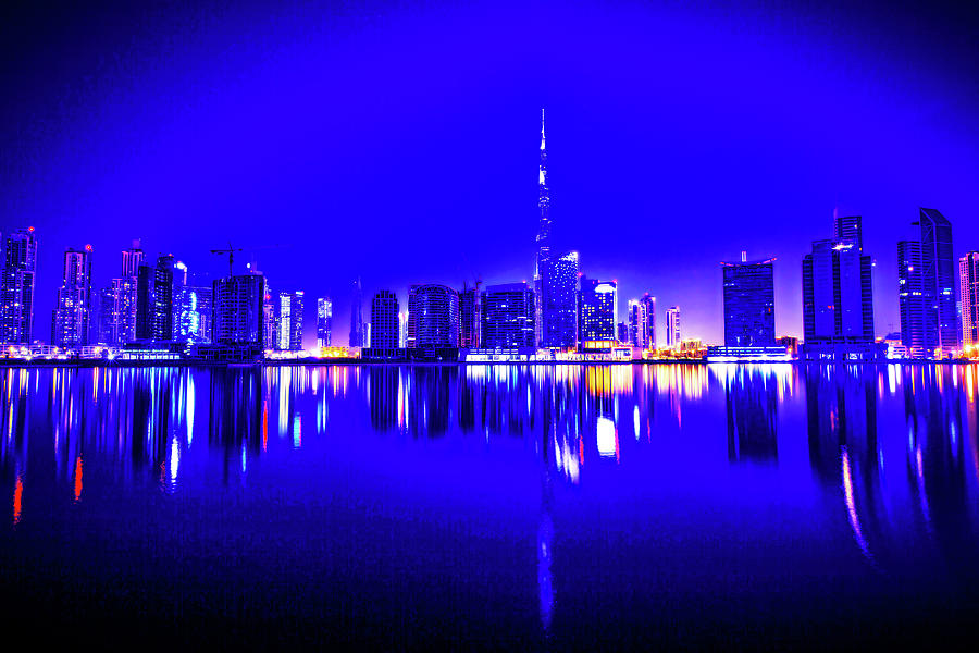 CyberPunk Neon, Cityscape - skyline - Urban - Dubai Coastline Digital ...