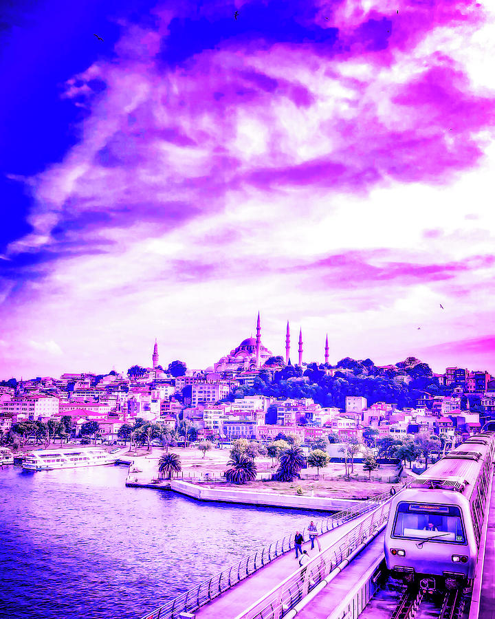 Cyberpunk Neon, Cityscape - Skyline - Urban -  Istanbul Digital Art