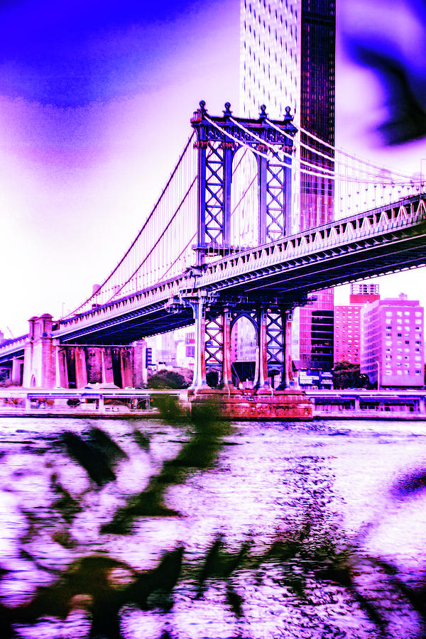 Cyberpunk Neon, Cityscape - Skyline - Urban -  Manhattan Bridge Painting