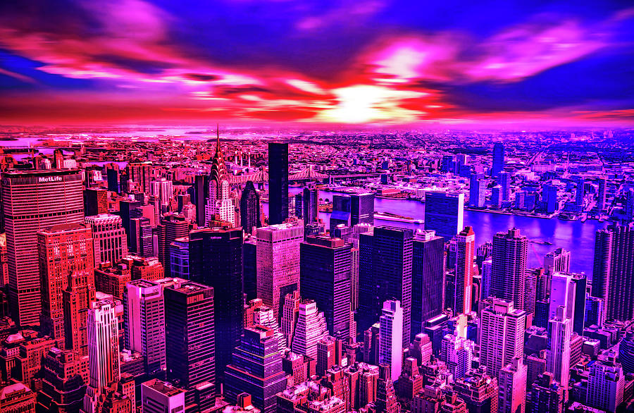 CyberPunk Neon, Cityscape - skyline - Urban - NYC Painting by Celestial ...