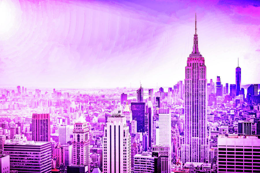 Cyberpunk Neon, Cityscape - Skyline - Urban -  Nyc Skyline, New York, United States 2 Painting