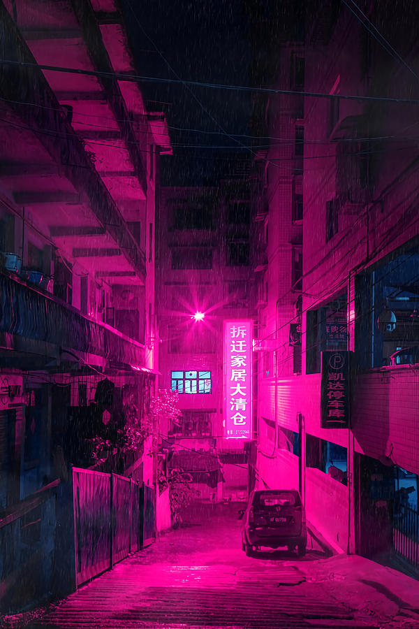 Cyberpunk Neon The Light Poster Painting by Rebecca Sophie | Fine Art ...