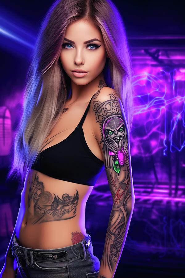 Cyberpunk Nightlife 01 Attractive Woman Digital Art by Matthias Hauser