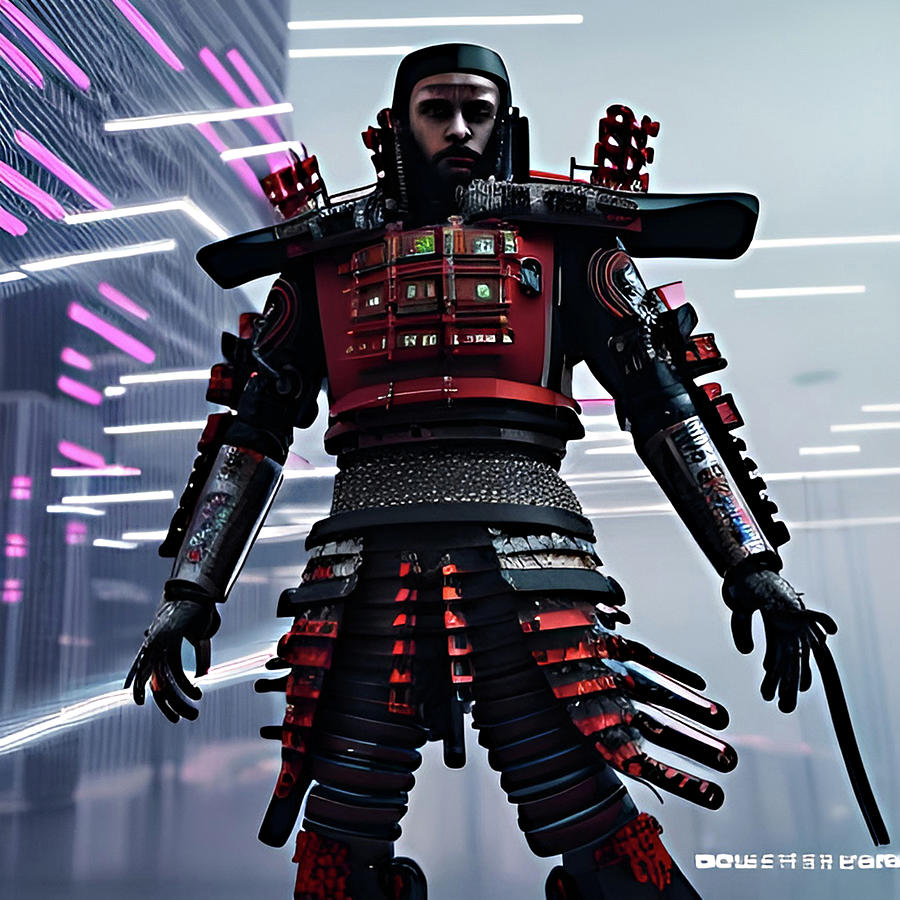 Cyberpunk Samurai Digital Art By Alessandro Della Torre   Fine Art America