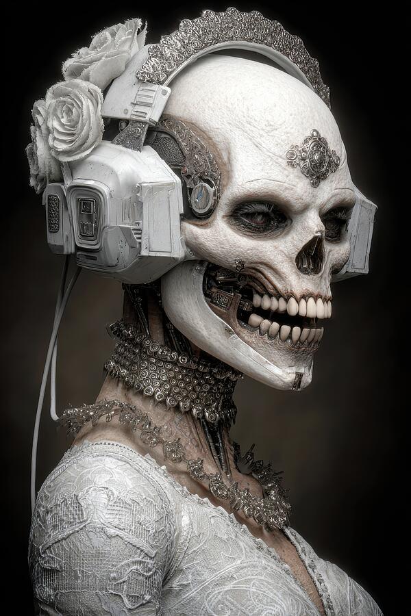 Cyberpunk Skull Bride Portrait Digital Art by Matthias Hauser Cyberpunk Skull Bride Portrait Digital Art by Matthias Hauser