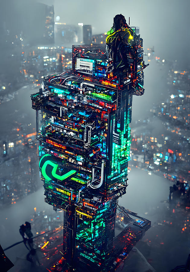 Cyberpunk Skyscraper 1 Digital Art By Travco   Pixels