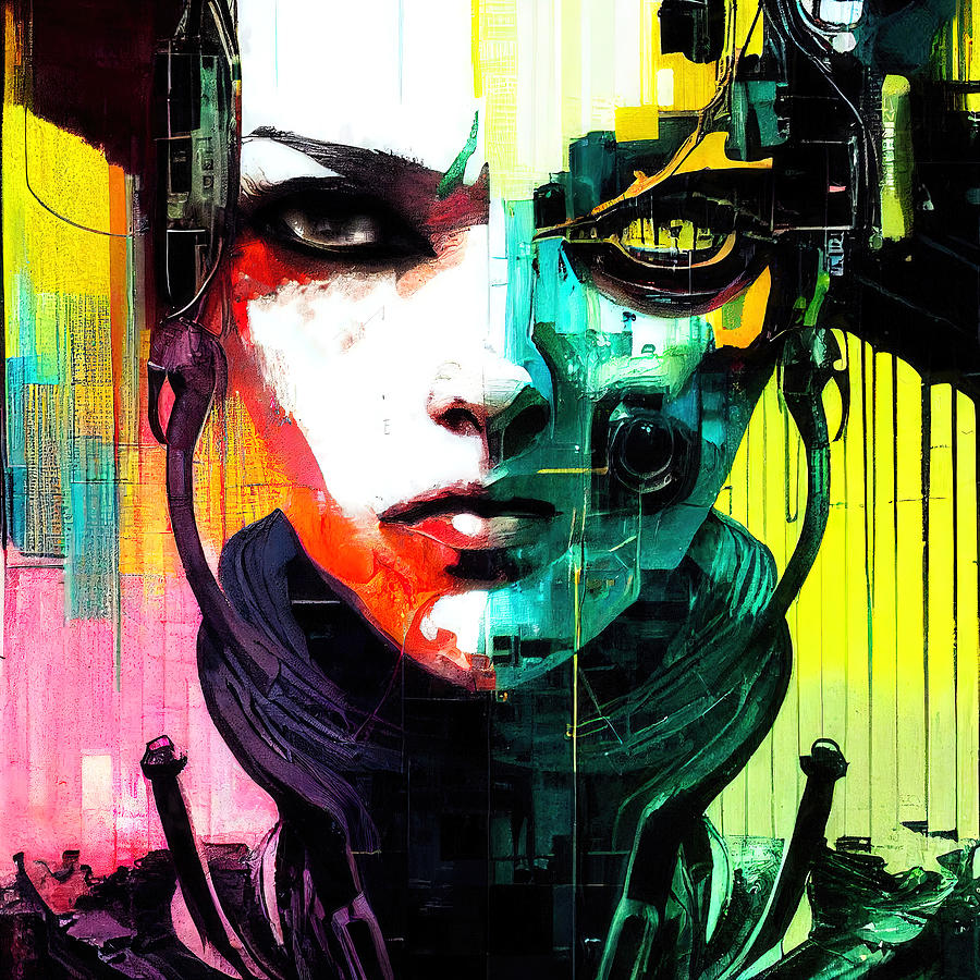 Cyberpunk Society, 01 Painting by AM FineArtPrints