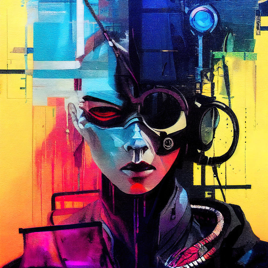 Cyberpunk Society, 03 Painting by AM FineArtPrints
