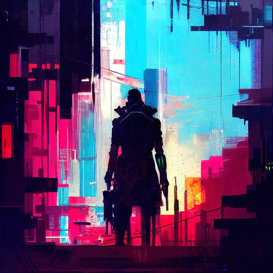 Cyberpunk Society, 04 Painting by AM FineArtPrints
