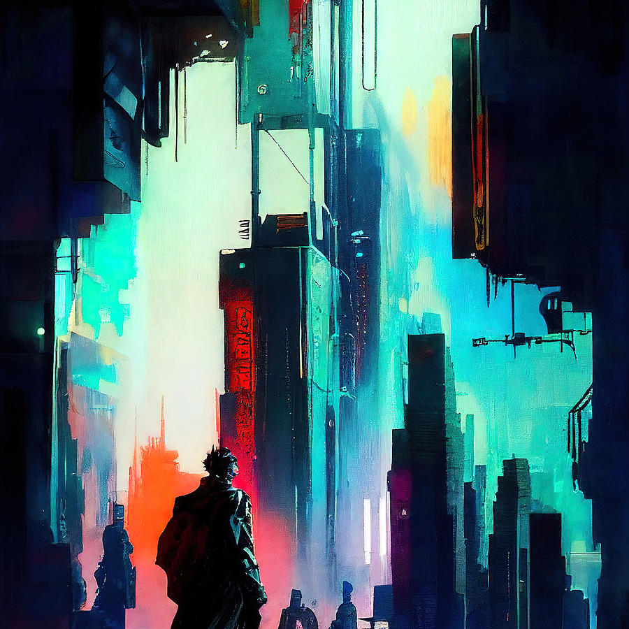 Cyberpunk Society, 06 Painting by AM FineArtPrints