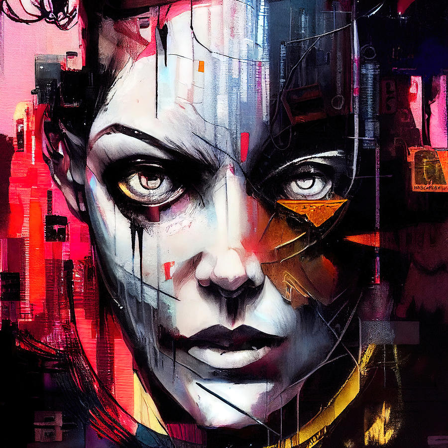 Cyberpunk Society, 07 Painting by AM FineArtPrints