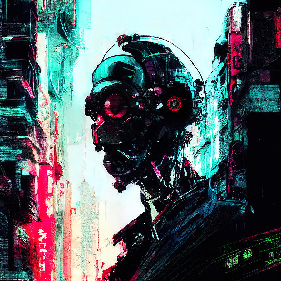 Cyberpunk Society, 08 Painting by AM FineArtPrints
