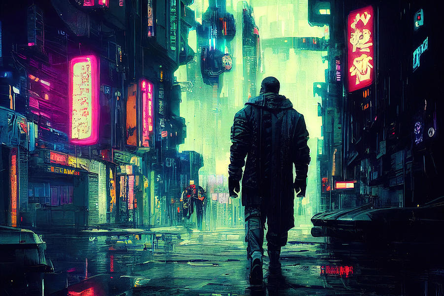Cyberpunk Society, 12 Painting by AM FineArtPrints