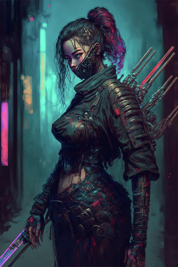 Cyberpunk Street Samurai Digital Art By James Hodge   Pixels