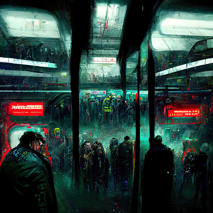 Cyberpunk Subway, 02 Painting by AM FineArtPrints