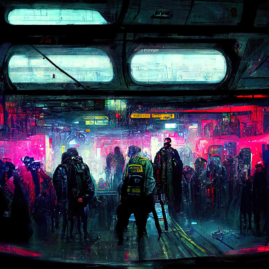 Cyberpunk Subway, 03 Painting by AM FineArtPrints